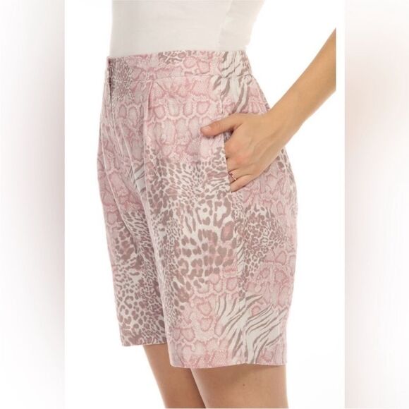 JOHNNY WAS WORKSHOP | Jayla Linen Pink Animal Print Shorts Women’s Size Medium - Picture 3 of 12
